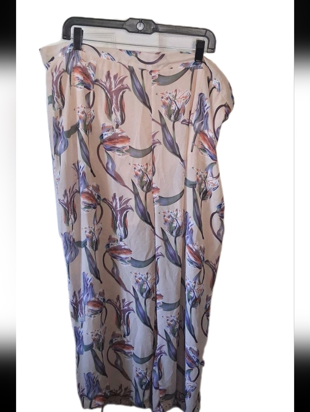 Prettylittlething - Womens Dusty Pink Color Floral Flowy Wide Leg 2X Pants